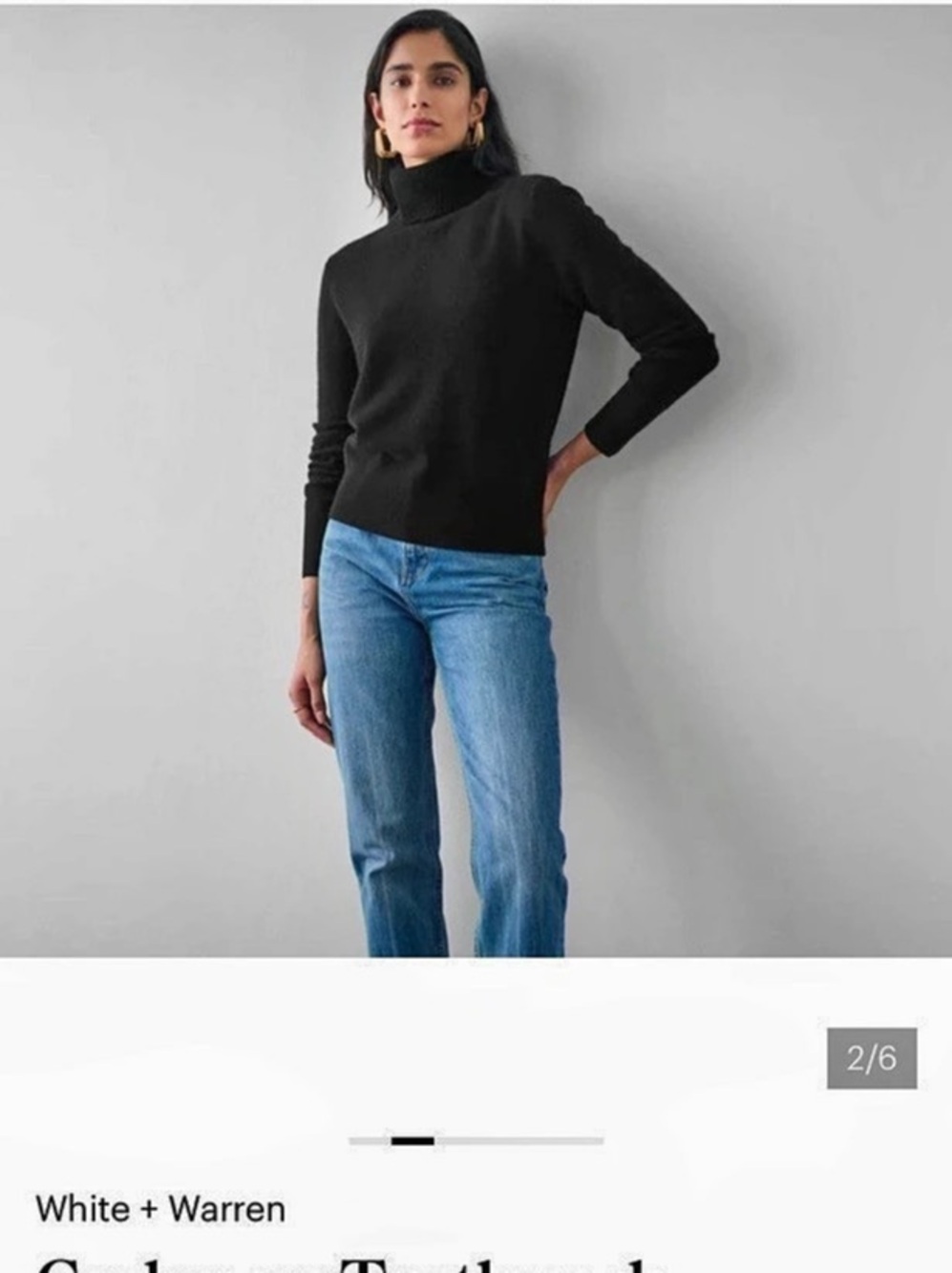 White + Warren Cashmere Turtleneck in Black Size Small Like